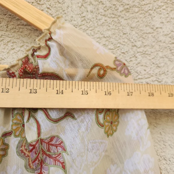 FIG & FLOWER Maxi Dress Women's Large Petite Prarie Tiered Chiffon Boho Puff Slv - Picture 10 of 14